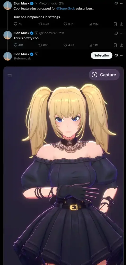 AI 女友概念暴涨，马斯克再次疯狂带货的 Ani 是什么？第1张