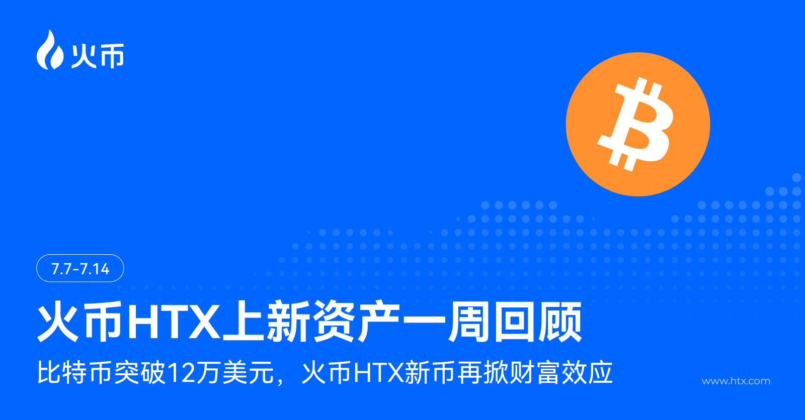 火币HTX上新资产一周回顾(7.7-7.14):比特币突破12万美元,火币HTX新币再掀财富效应第1张「BreakingCoin」 火币HTX上新资产一周回顾(7.7-7.14):比特币突破12万美元,火币HTX新币再掀财富效应第1张