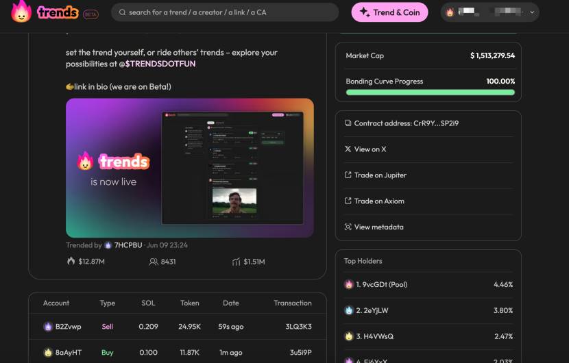 “推文即代币”：全明星阵容 Solana 生态新平台 Trends.fun 初探第4张