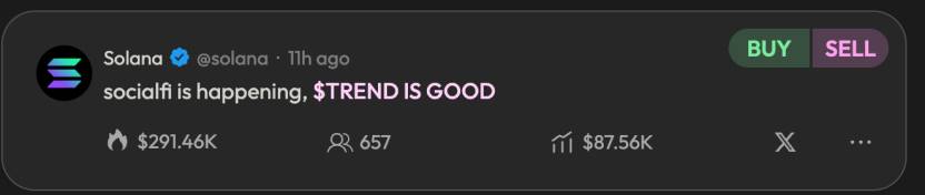 “推文即代币”：全明星阵容 Solana 生态新平台 Trends.fun 初探第9张