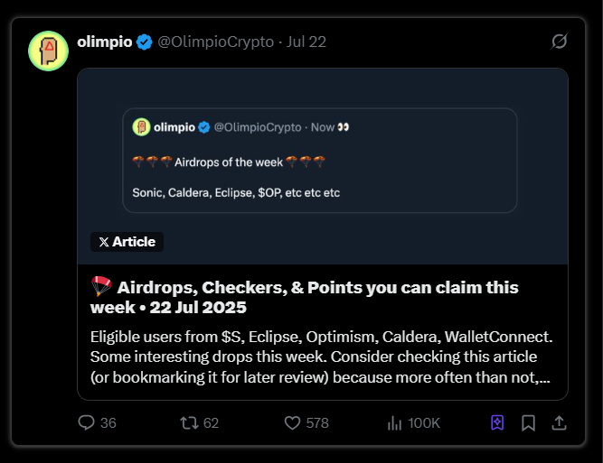 本周空投机会一览：Yala、Treeverse、$S、Caldera等第1张