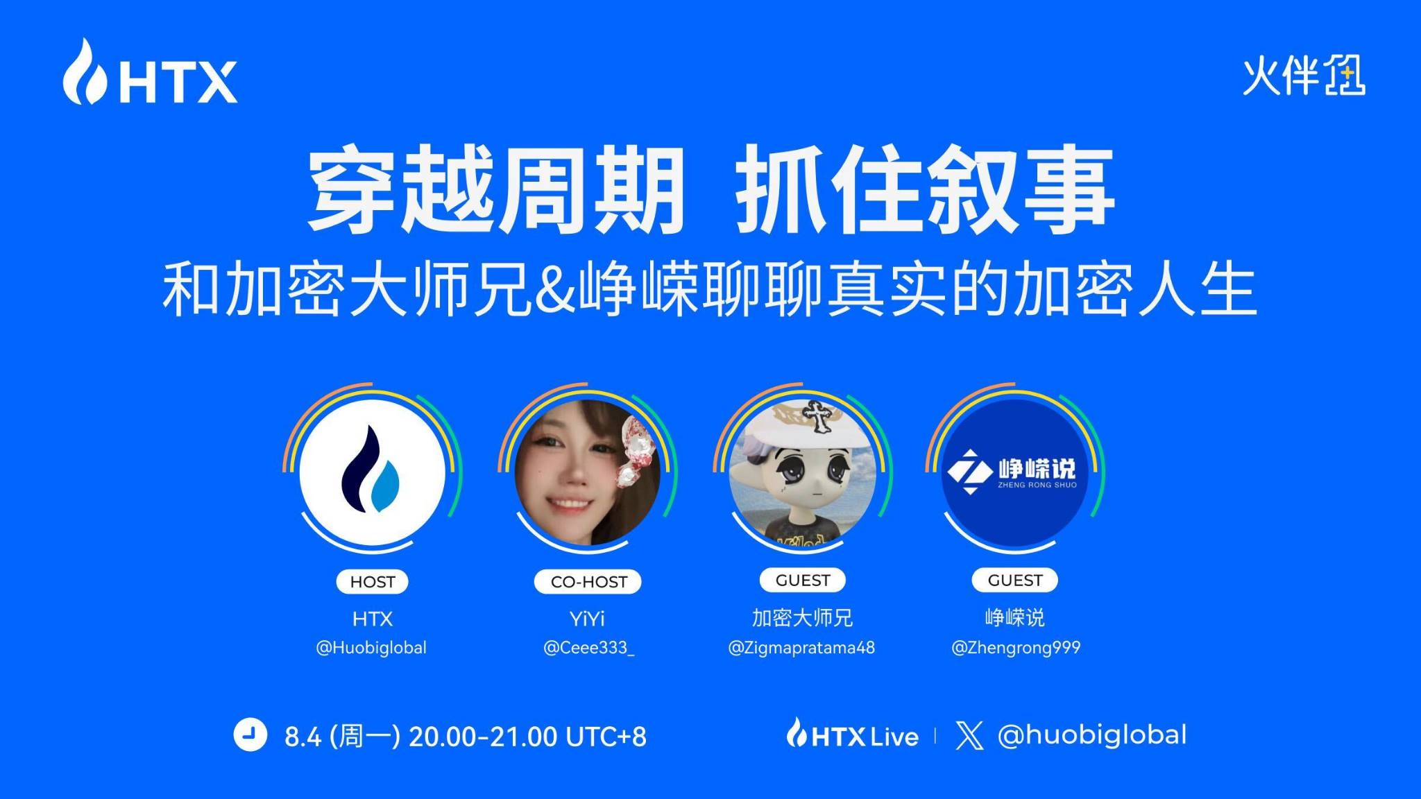 火币HTX“火伴1+1”对话峥嵘说与加密大师兄：从小白到职业交易员的交易智慧第1张