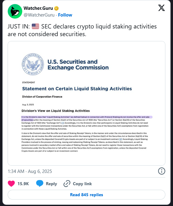 从严监管到政策松绑：SEC 放行加密流动性质押第1张