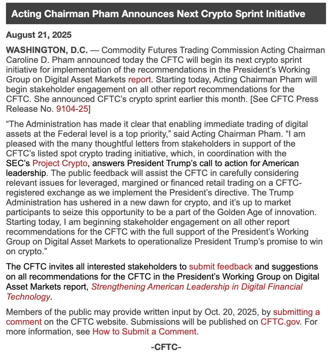 CFTC 启动「加密冲刺」新阶段，为数字资产即时交易打开合规通道第1张
