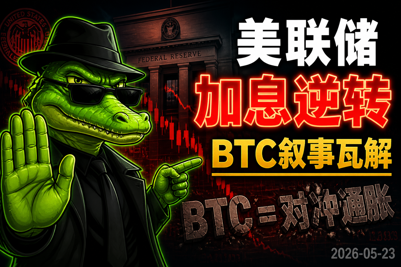 [加密日报] 美联储加息预期逆转，BTC宏观对冲叙事加速瓦解 | 2026-05-23