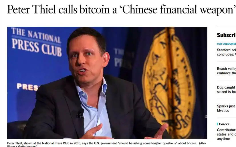 硅谷创投教父Peter Thiel豪赌以太坊，实现未竟的PayPal货币梦想？
